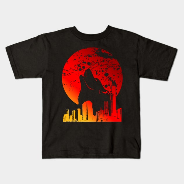 Blood Moon | Red Full Moon Kids T-Shirt by VISUALUV